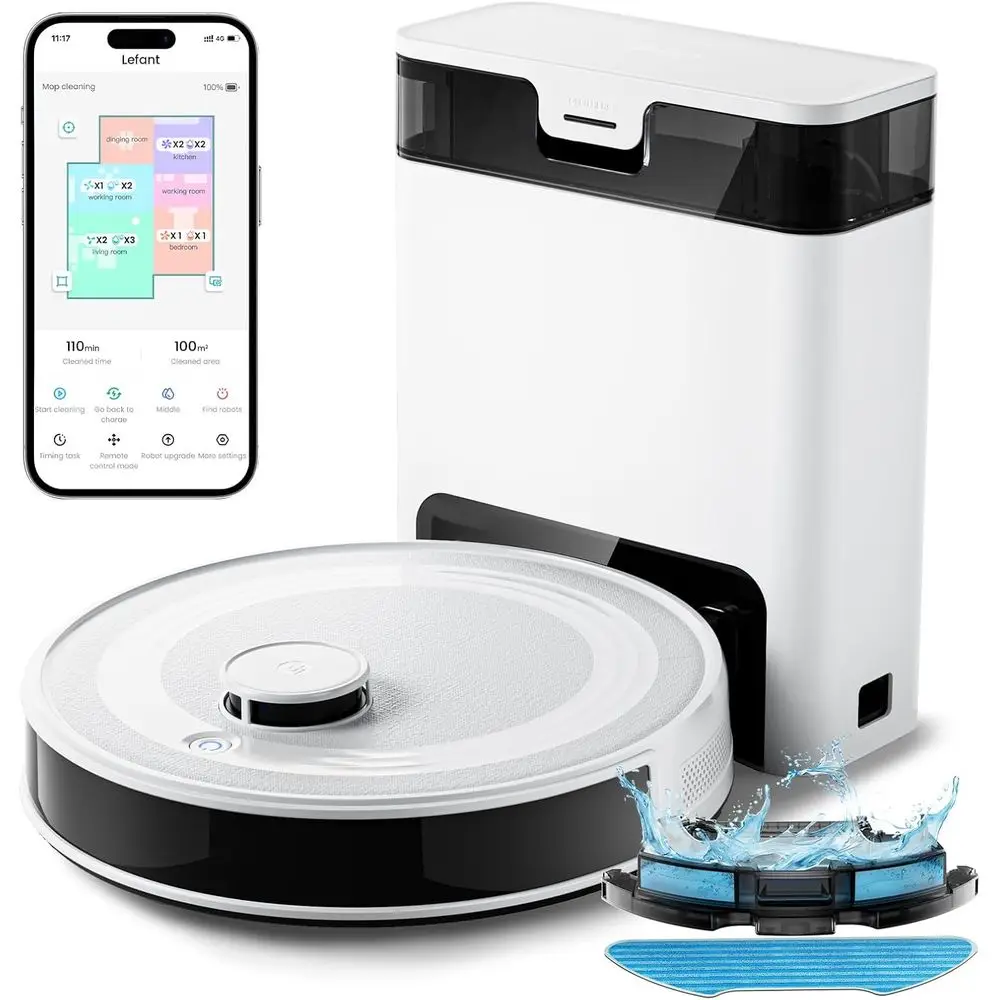 Robot Vacuum and Mop Combo, 8 Weeks Sel-Emptying with Dual Dustbin Options, 6000Pa Lic Vacuum Cleaner with Precision Mapping, 24