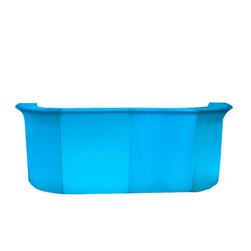 LED Glowing Wave Bar Counter Rectangular Coffee Table Combo Colorful Creative Front Desk Reception for Commercial Use