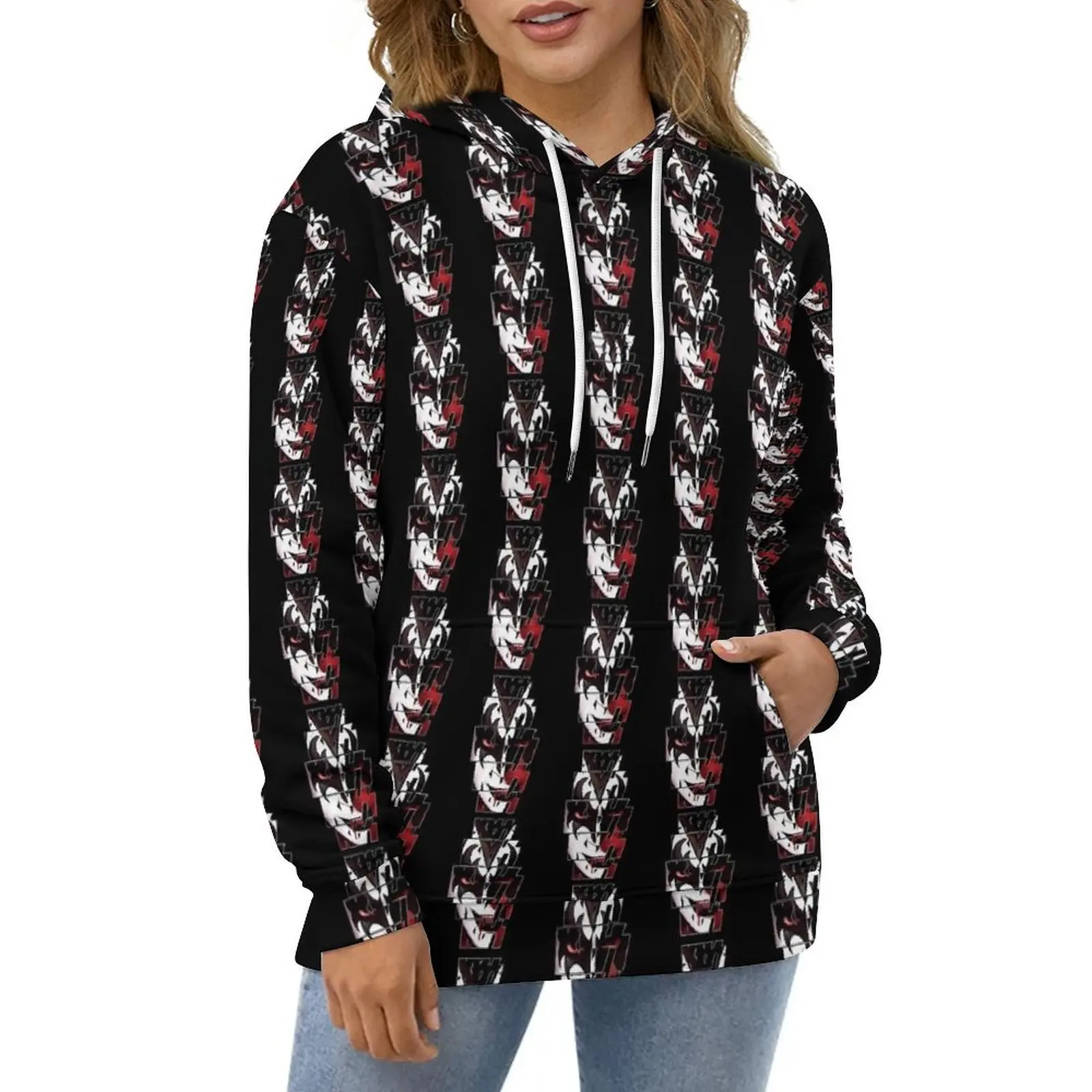 

Kiss Band Casual Hoodies The Demon Face Aesthetic Custom Loose Hoodie Spring Long Sleeve Streetwear Oversized Hooded Sweatshirts