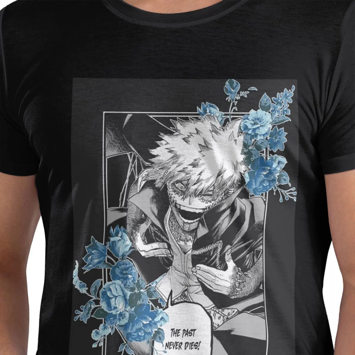

Футболка из 100% хлопка My Hero Academia Dabi Anime Blue Flowers, мужские забавные футболки с круглым вырезом и коротким рукавом, S-6XL