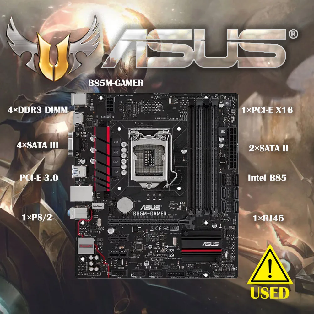 

Asus B85M-GAMER Original Desktop Motherboard B85 Socket LGA 1150 i7 i5 i3 DDR3 32G SATA3 USB3.0 Micro-ATX