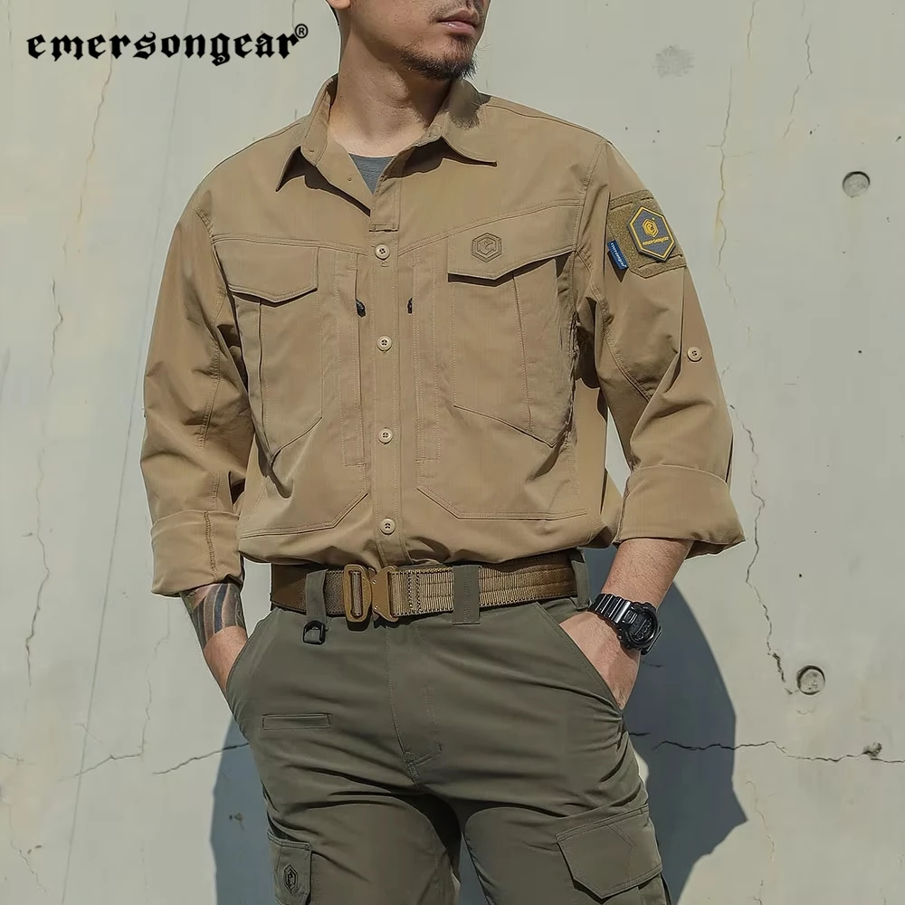 ايمرسونجير الأزرق التسمية المنحف التكتيكية قميص رجالي طويل الأكمام تي شيرت بلايز بلايز بلايز الصيد التدريب التنزه الحضرية غير رسمية