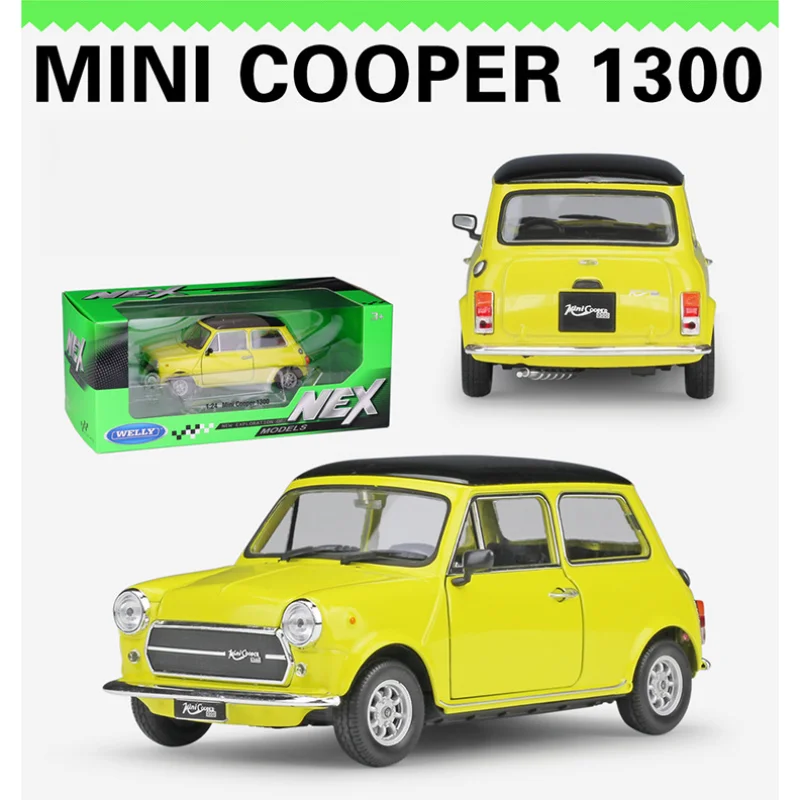 WELLY 1:24 Mini Cooper MINI COOPER1300 Simulation Alloy Car Model Collection Ornament Home Decoration Car Model Play Toy Gift