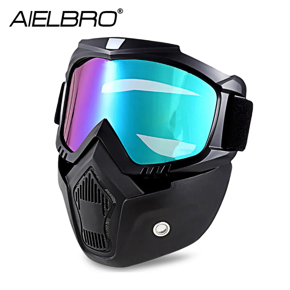 Mask Men Windproof Snowboard Goggles Skiing Glasses Motorcycle Glasses With Face Mask Protection UV Protection Women Glasses