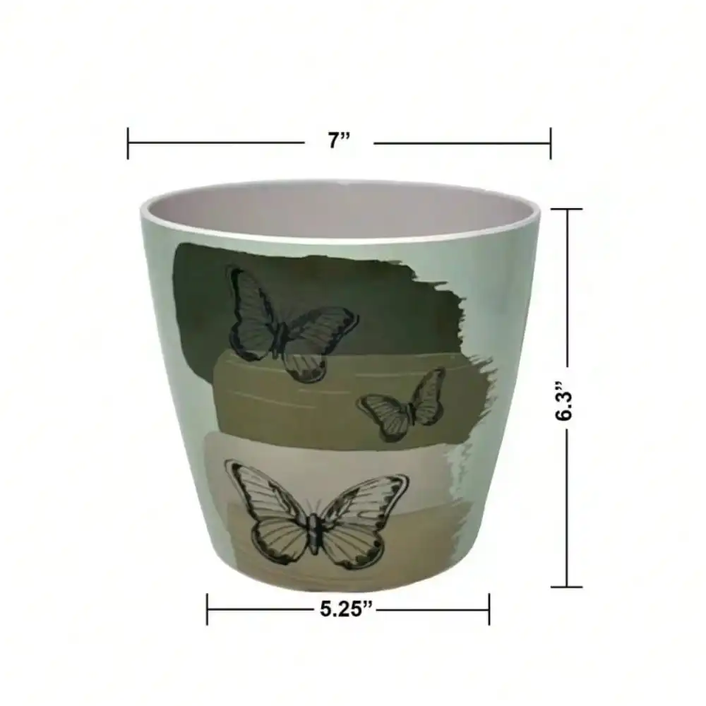 7 بوصة. وعاء دائري من الخيزران ذاتي السقي #4