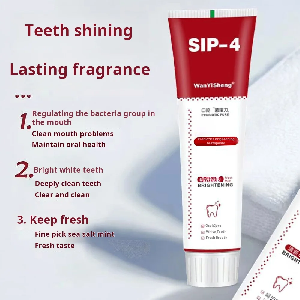 100g Sip-4 Probiotic Whitening Toothpaste For Brightening, Removing Stains, Refreshing Breath, Teeth Whitening, Teeth Care Cream