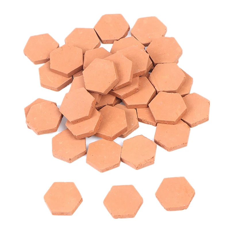 40PCS 1/16 Scale Simulation Miniature Hexagon Red Brick Model For DIY Fairy Dollhouse Garden Accessories Toy