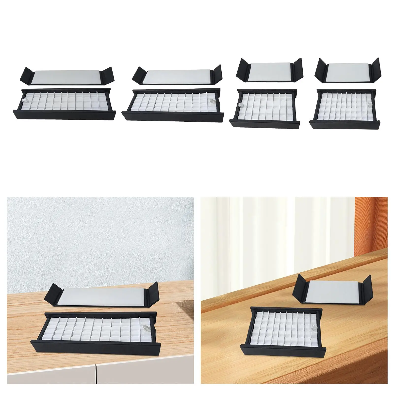 Jewelry Organizer Box GEM Storage Box for Women Large Capacity Rectangular Diamond Display Tray Trinket Box for Necklaces