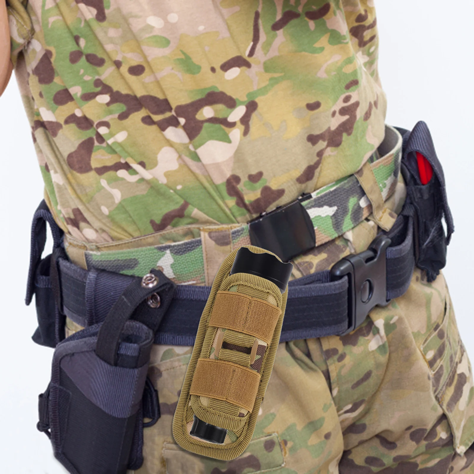 

Flashlight Belt Pouch Duty Belt Clip Rotatable Stretchable Torch Holder 360 Degree Portable Nylon For Hunting Camping