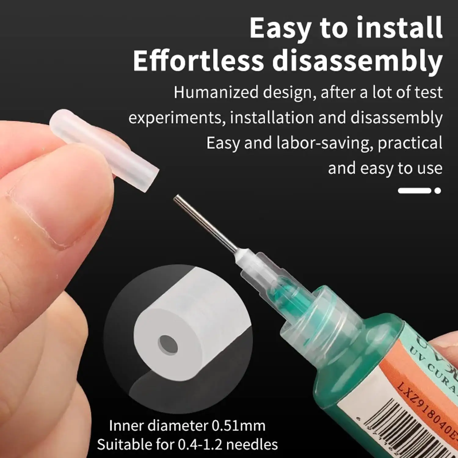 50pcs Silicone Protective Cap for Glue Dispensing Needle, Anti-Clog Air-Tight Syringe Cover, Prevent Solidifying for Lab