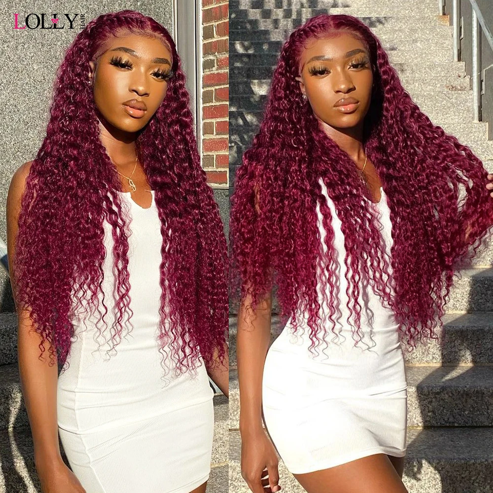 99j Burgundy Deep Wave Bundles Colored Human Hair Bundles Brazilian Remy Hair Extension Curly Hair Bundles Weaves 1/ 3/4 Pcs