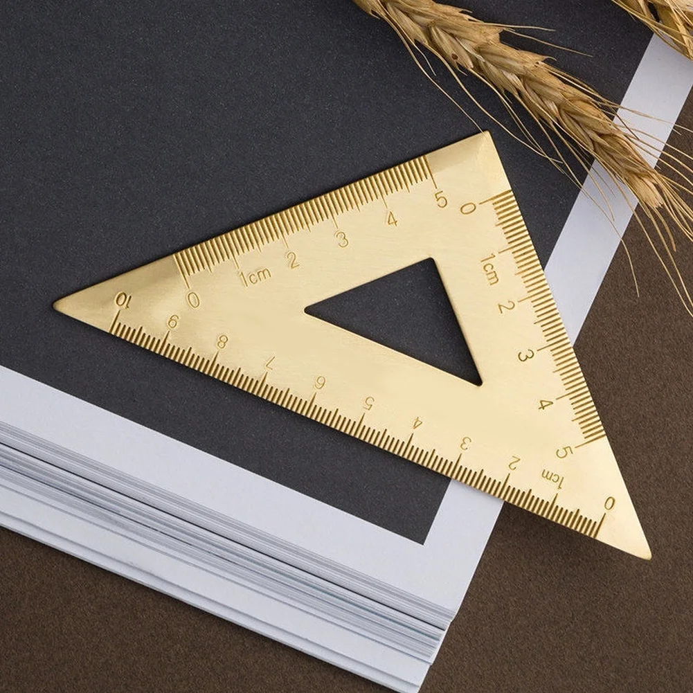 2026 Creative Copper Brass Ruler Vintage Geometric Metal Scale Precise Measuring Tool For School Supplies And Bookmarks