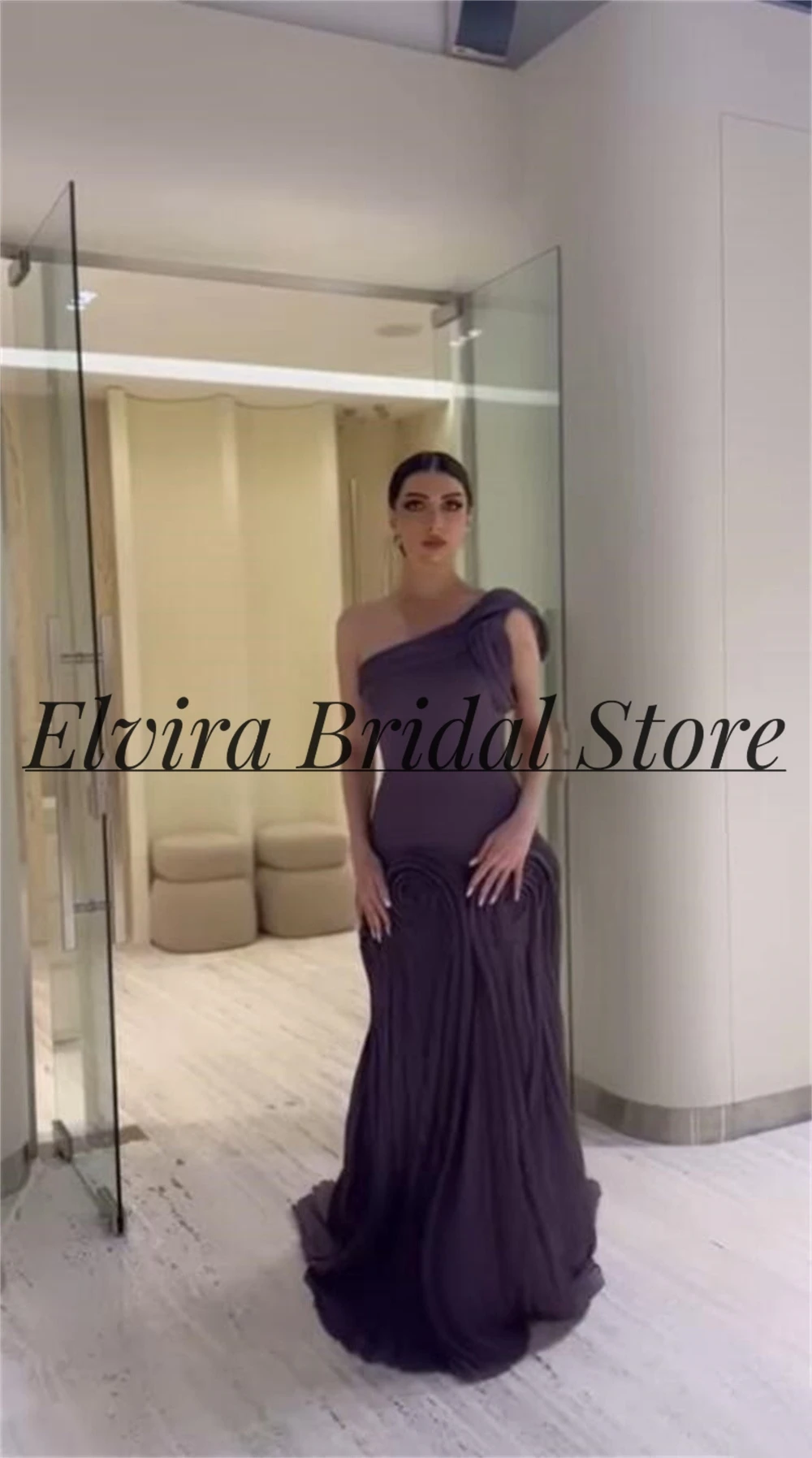 Customized Temperament Straight Prom Gown One Shoulder Sleeveless Backless Court Train Evening Dresses Pleat فساتين السهرة 2023