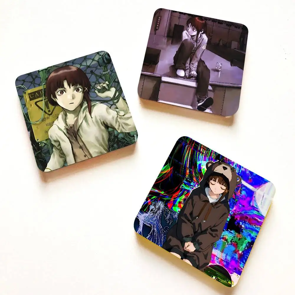 Serial Experiments L-Lain Cartoon Acrylic Fridge Magnet Set Creative Square Decorative Adhesive Stickers Magnets For Festival