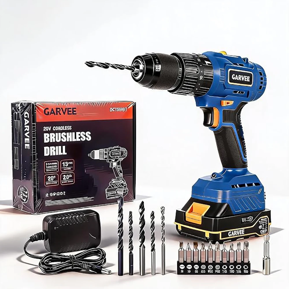 20V Brushless Hammer Drill, 1/2 in Cordless Drill, 2-Speed, 60 N·m