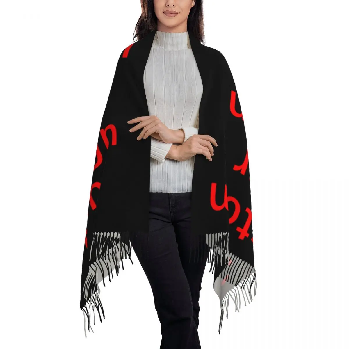 Ladies Long Custom Your Design Scarves Women Winter Fall Thick Warm Tassel Shawl Wrap Customized Logo Printed Scarf