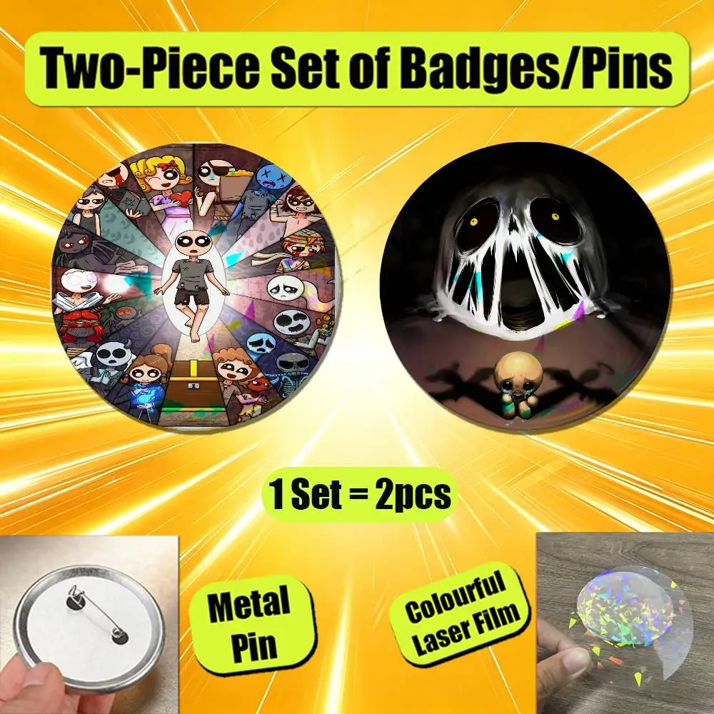 For The Binding Of Isaac Enamel Pin Badge Set 2PCS Round Metal Button Brooch Backpack Ita Bag Pins Custom