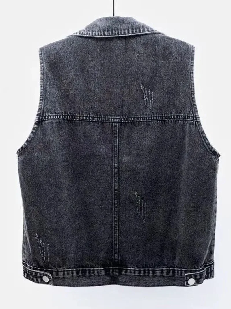 Spring and summer new denim vest women\'s short Korean version loose and versatile large pocket sleeveless vest jacket waistcoat