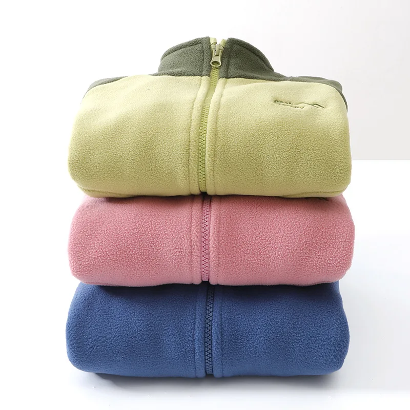 Kids Raglan Sleeve Fleece Jacket Stand Collar Warm Zip Up Coat Boys Girls Windproof Outerwear School Winter Outdoor Activities