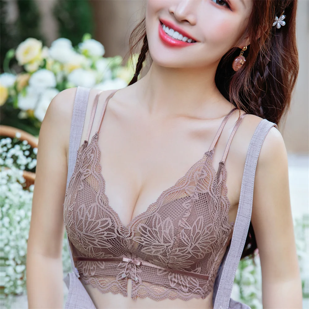 

Дополнительный бюстгальтер с закрытой грудью, сексуальный кружевной утолщенный, очень толстый, 5 см, маленькая грудь, плоская грудь, глубокий V-образный вырез, бюстгальтер без стального кольца