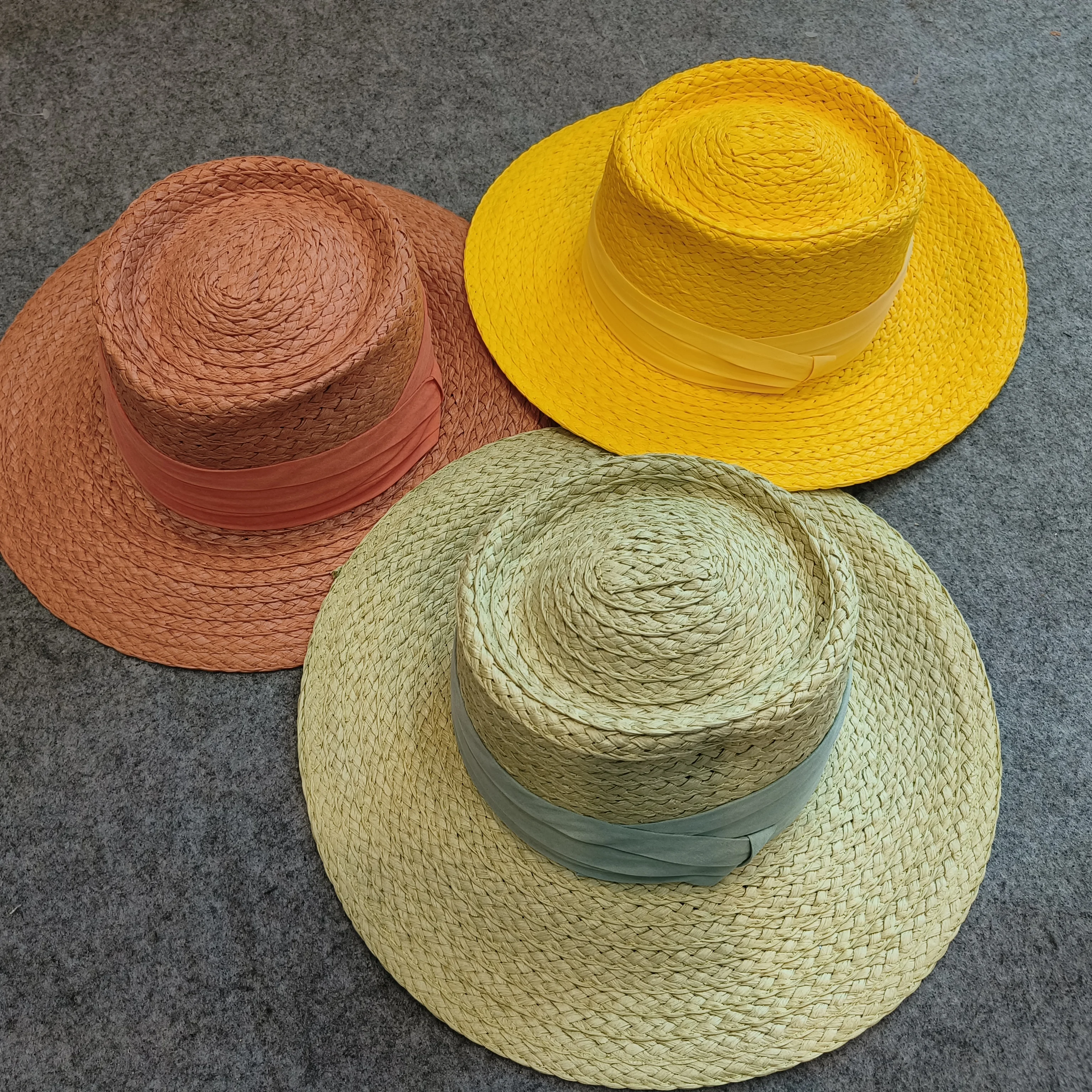 sombrero Summer papyrus hat French elegant concave top outdoor sun hat beach hat hand-woven  beach