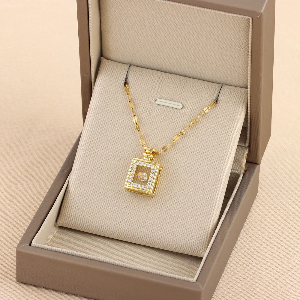 Hot selling soul moving bottle titanium steel necklace women's stainless steel collarbone chain