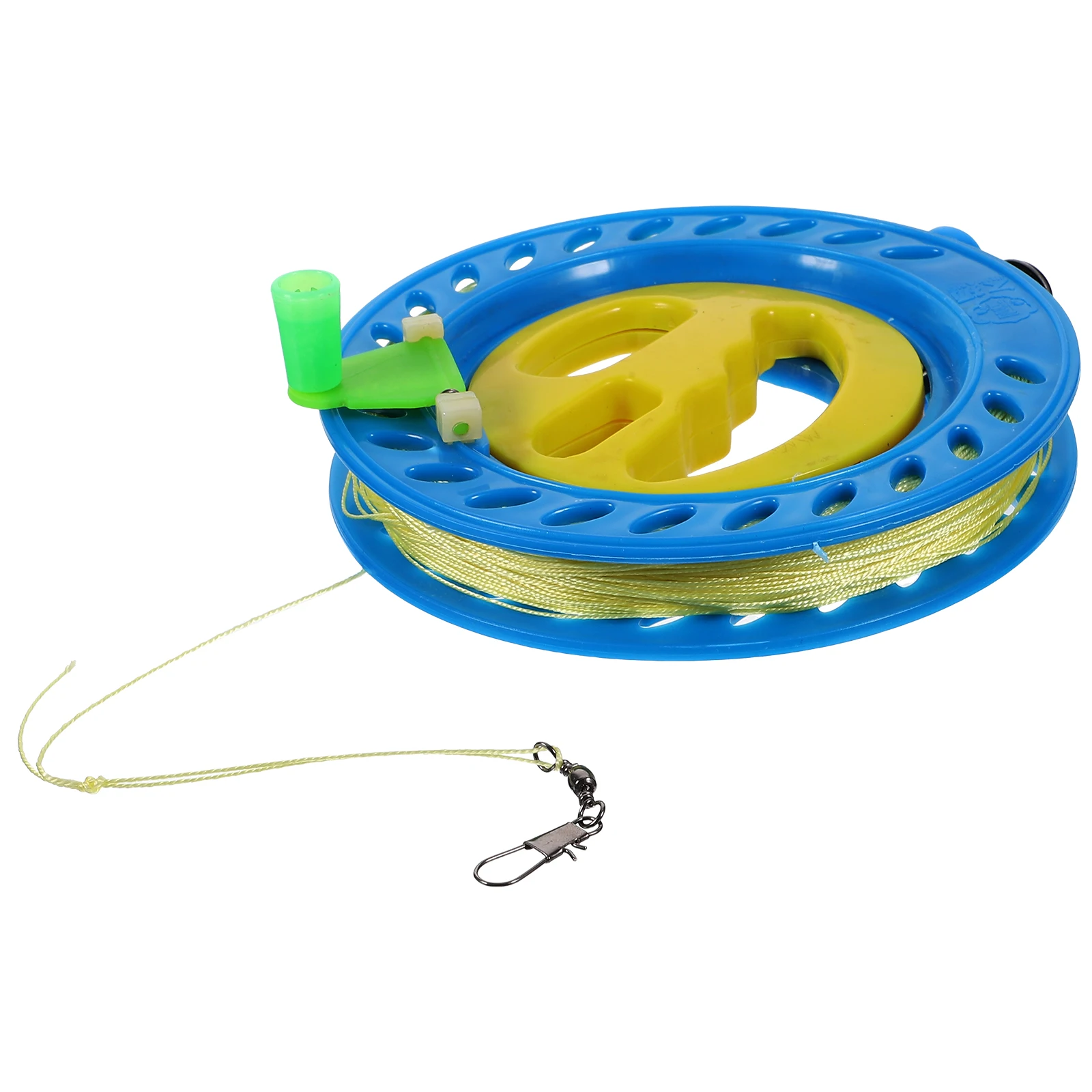 Rueda de línea de cometa de plástico, enrollador de rueda de cometa, accesorios prácticos para cometa, rueda de bobinado de cometa portátil (cuenta de acero de cristal de colores, 1 ud.