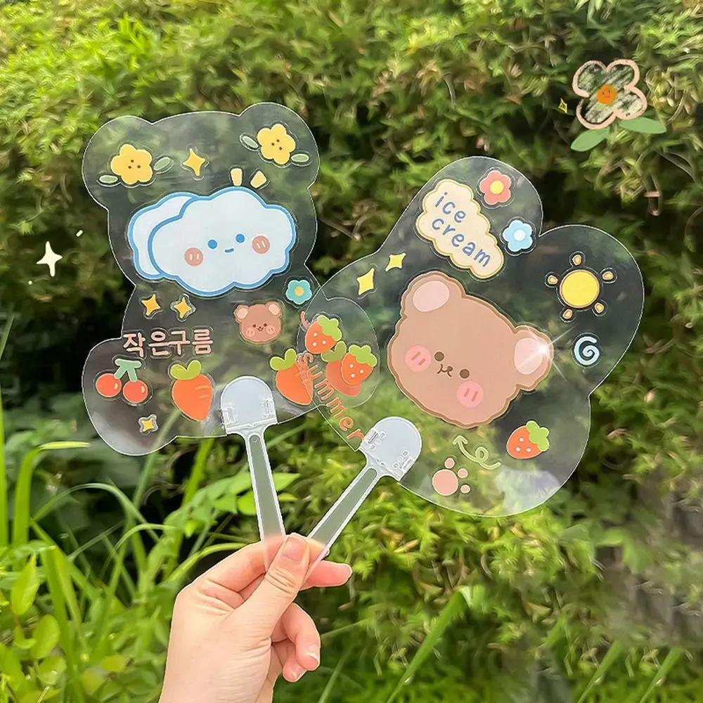 Funny DIY Transparent Hand Fans Portable Cute DIY Blank Fan Handicrafts Graffiti Fan Kindergarten