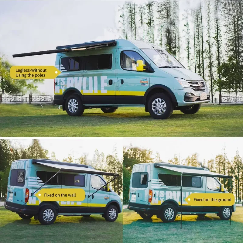 Motorized Retractable Bus Electric Truck Camper Van Awning for Wareda Motorhome RV Caravan Camping