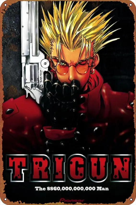 Trigun Posters Retro Metal tin Sign Halloween Tin Sign,Cave,Bar,Club, Home Wall Art Metal Tin Sign 8x12 inches