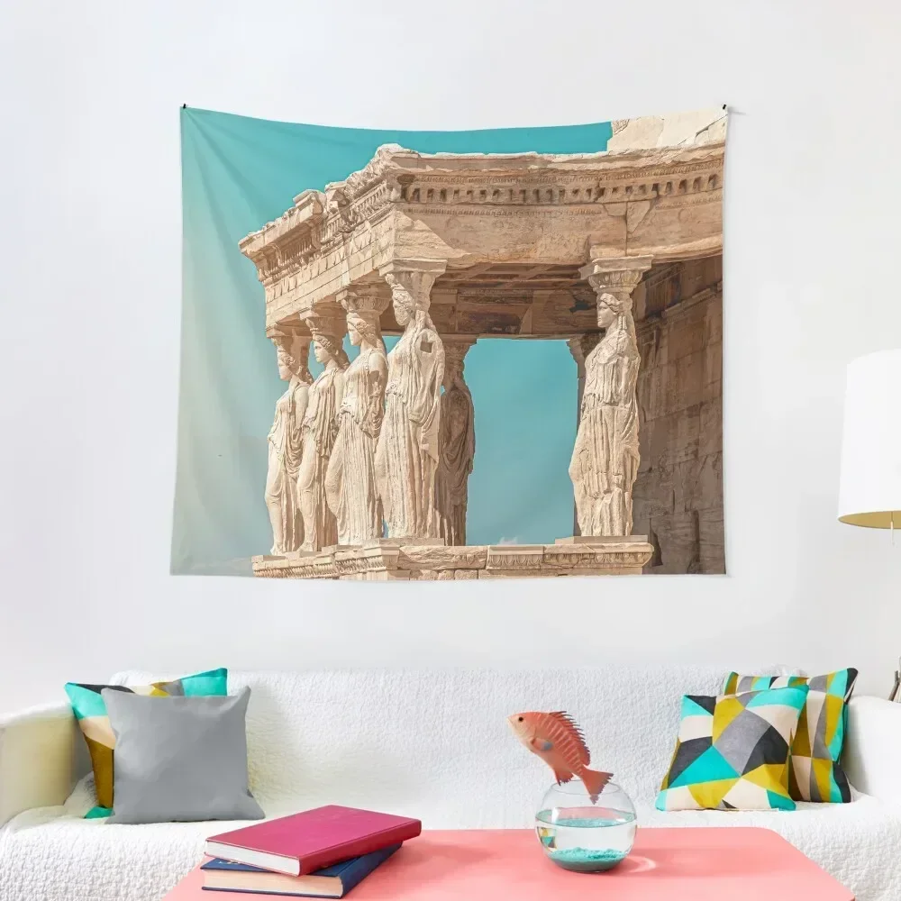 The Caryatids of the Erechtheion Temple, Acropolis, Athens, Greece Tapestry Kawaii Room Decor Wall Deco Wall Mural Tapestry