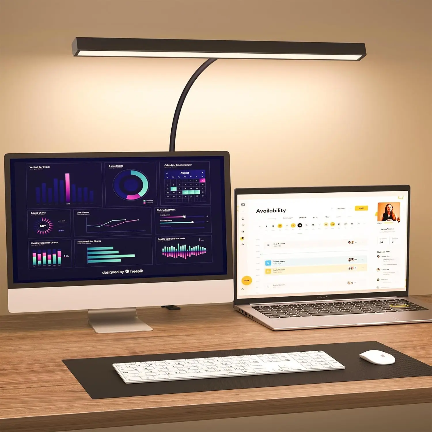 

LED Desk Lamp for Office Home Eye-Caring Desk Light with Stepless Dimming Adjustable Flexible Gooseneck USB Desk Lamp with Clamp