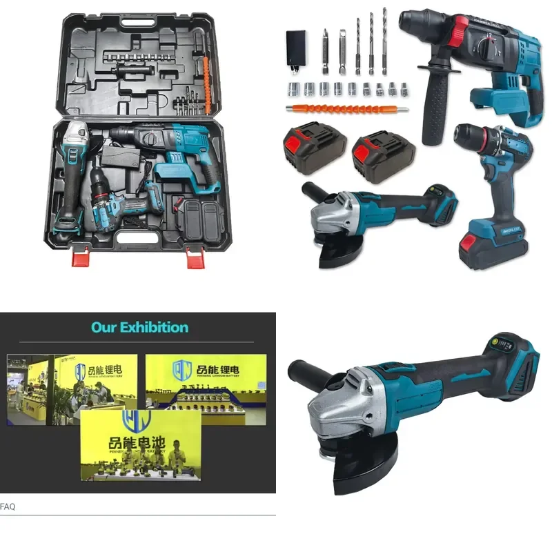 

【CHIMU HOME】 3 Piece Cordless Power Tool Set Impact Wrench Angle Grinder Hammer Drill 20V