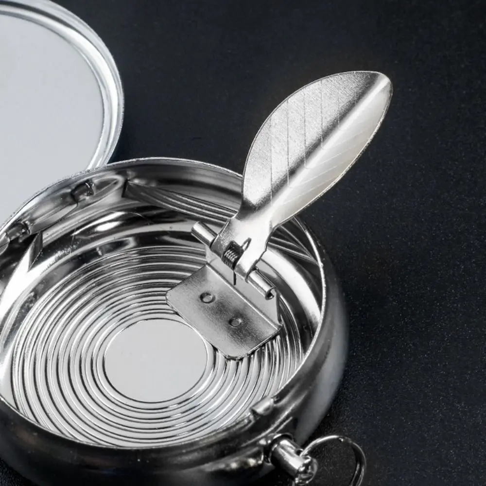Stainless Steel Portable Ashtray Mirror Finish Mini Size Keychain Smoker Tool Lid Cover Easy Clean Pocket Ashtray Outdoor Use