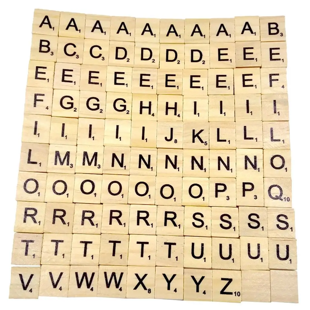 Wood Letter Tiles Clear Screen Printed Alphabet Board Puzzle for Creative Home Décor DIY