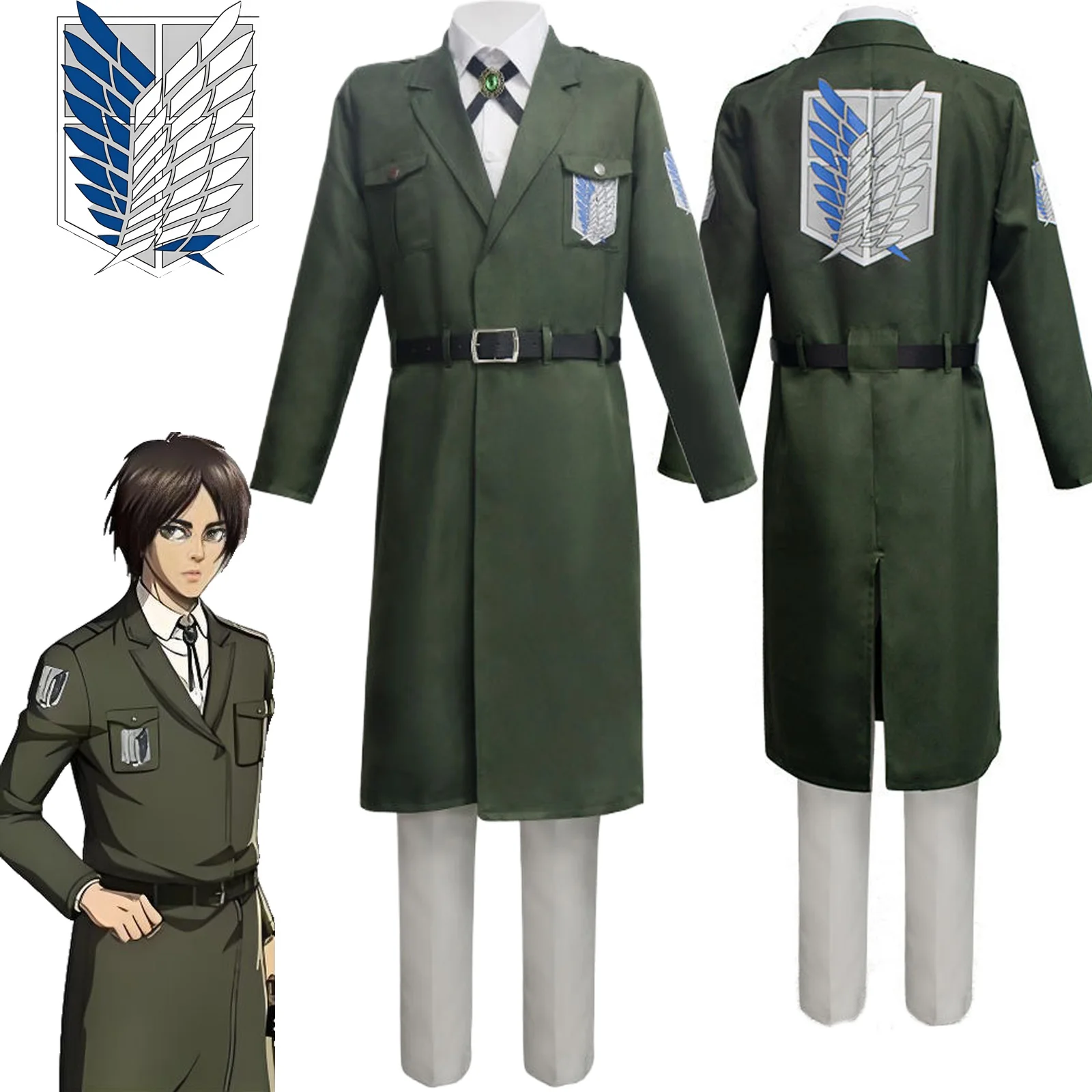 Attack On Titan  Shingeki No Kyojin Scouting Legion Cosplay Costume Soldier Uniform Cape Shirt & Props Unisex Role Play Outfits