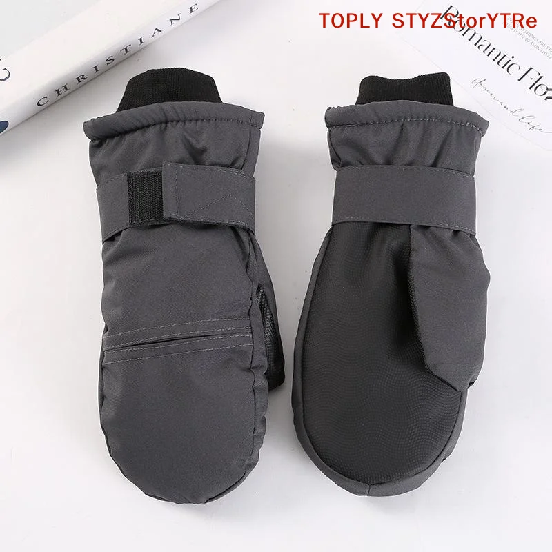 Thicked Fleece Lined Winter Gloves, Unisex Ski Mittens with Extended Cuff for Mountaineering
