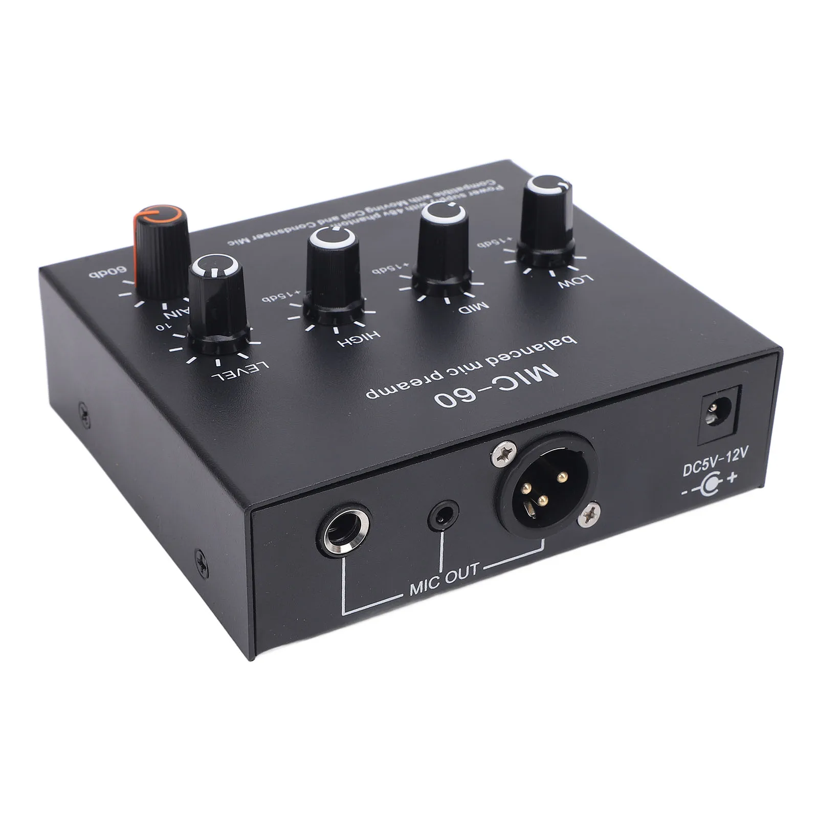 Balanced Mic Preamp 60db Gain Portable Enhance Sound Quality Aluminum Alloy Microphone Amplifier for Dynamic and Condenser Mic - view 6