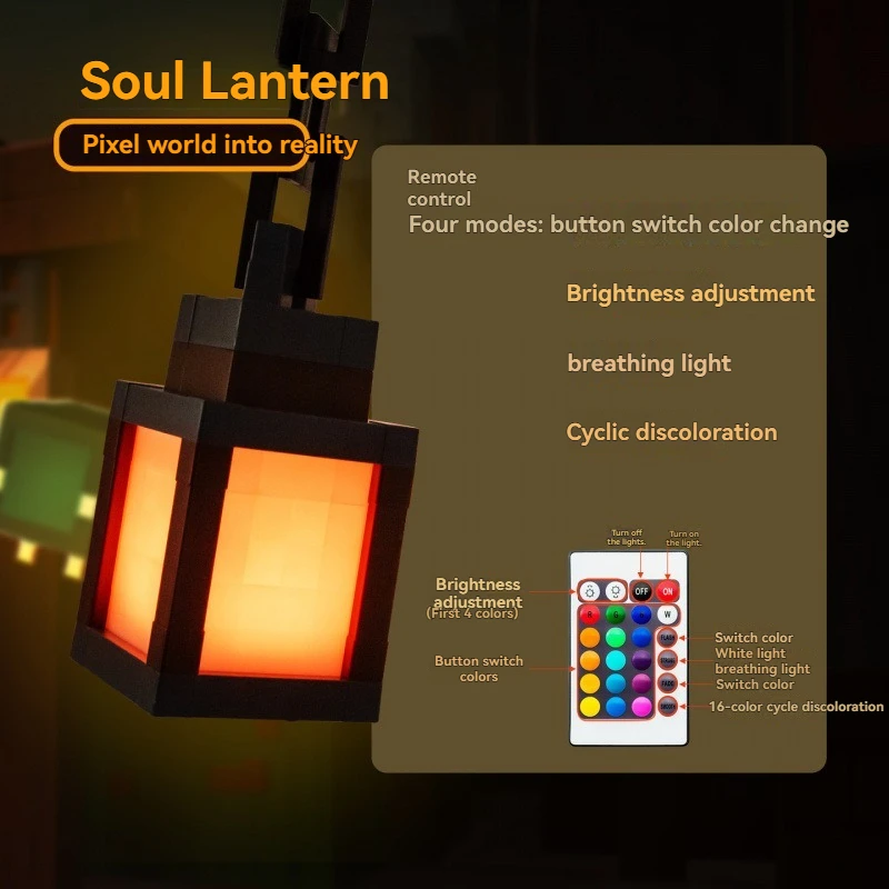 Soul Lantern Pixel Wall Light Remote Control Color Changing LED Atmosphere Light Game Peripheral Creative Decorative Light