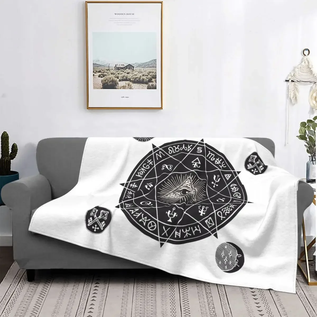 All-seeing Eye Astrology Knitted Blankets Fleece Amulet Mystery Tarot Warm Throw Blankets for Bed Bedroom Quilt