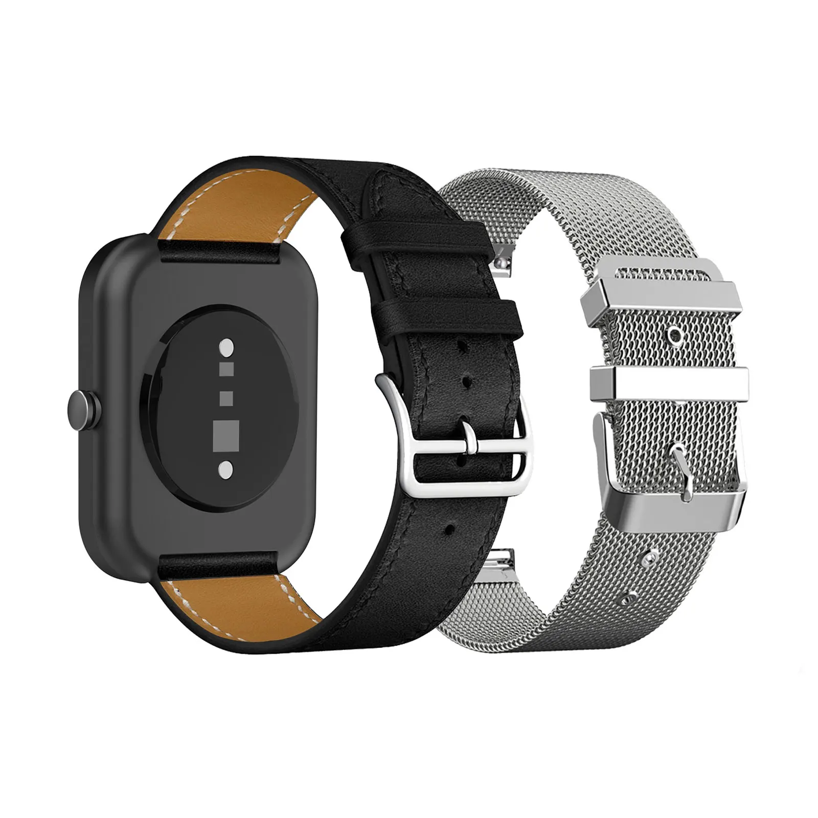 2-pulseiras-elegantes-para-o-relogio-cmf-by-nothing-watch-pro-one-uma-pulseira-de-couro-e-uma-pulseira-de-metal