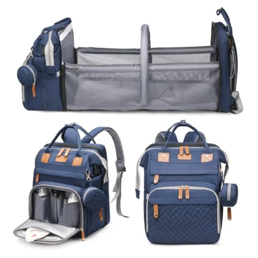 Jeryswet Baby Diaper Bags with Changing Station Waterproof Large Capacity Diaper Bag Backpack for Moms Dads with USB Charging P