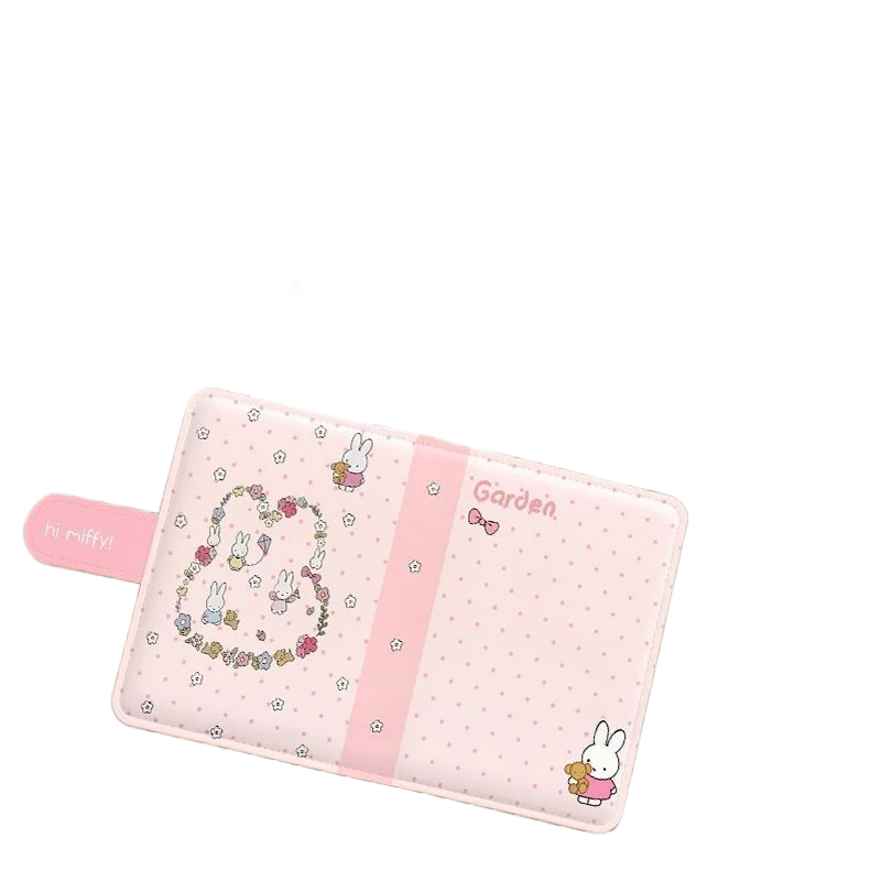 Sweet Miffy Rabbit Cute Creative Cartoon Pattern Magnetic Buckle PU ID Holder Simple Fashion Portable Change Storage Card Holder