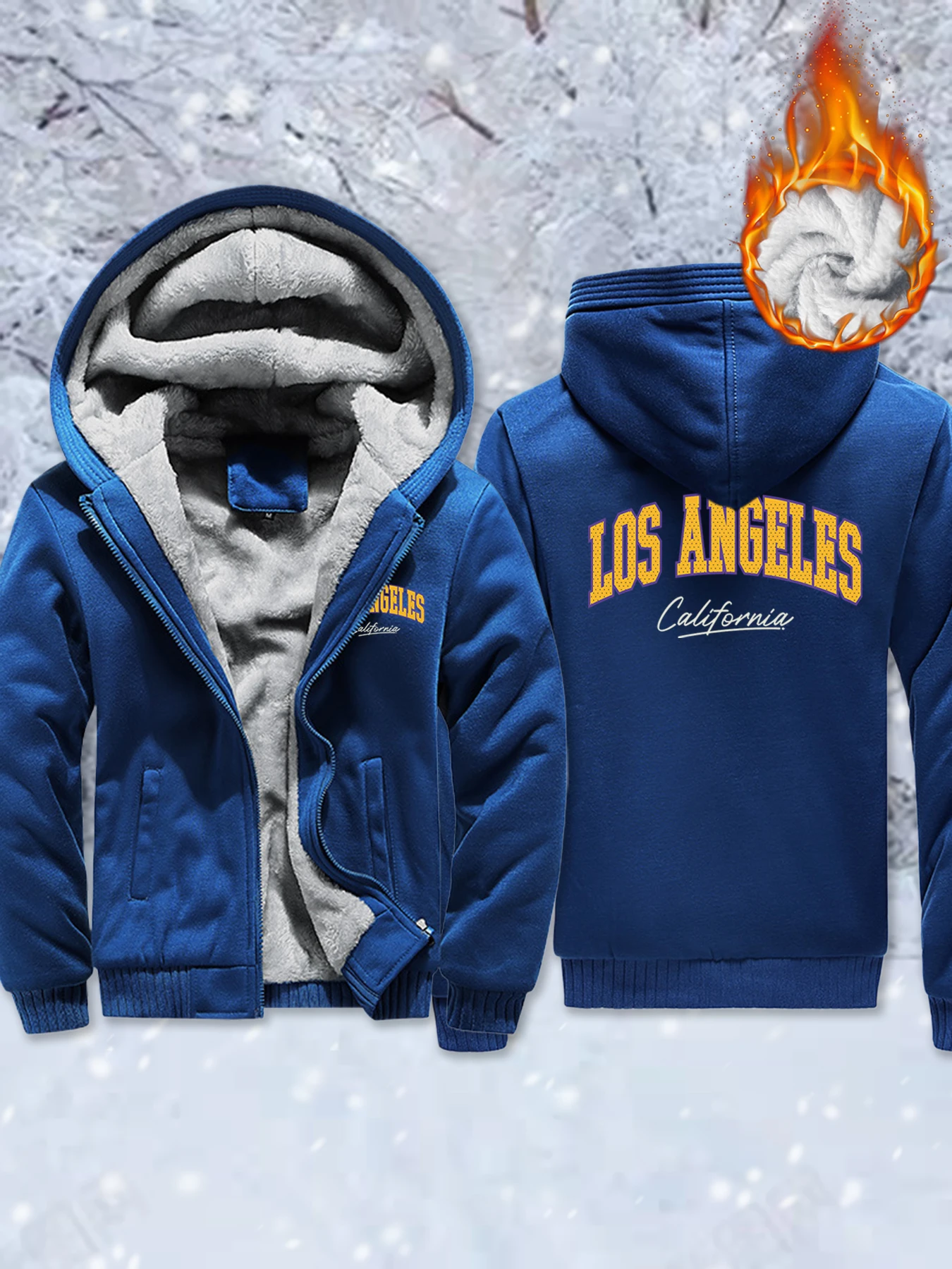 

California Letter Creative Printing Men'S Fleece Fashion Jackets Winter Basics Hoodie Warm Thicken Coat Comfy Zipper Sportswear