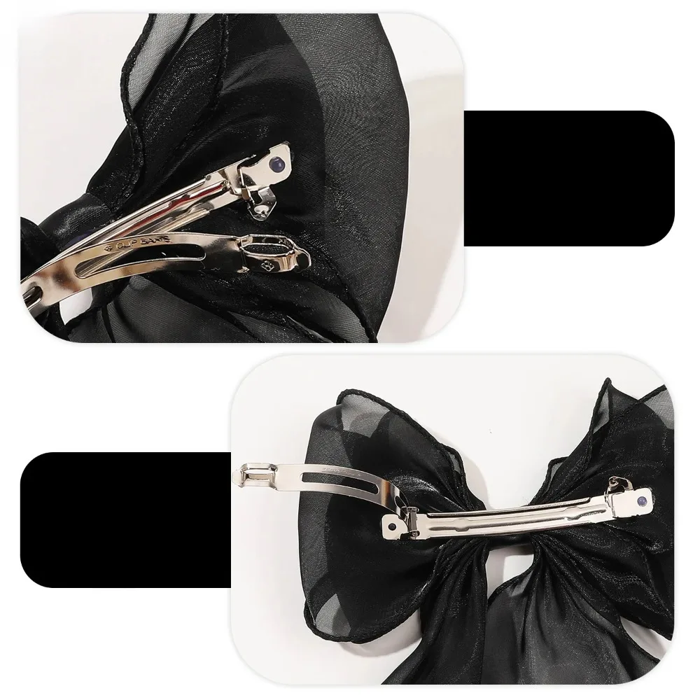 Pink Purple Chiffon Bow Hair Clip Women Large Bowknot Stain Hairpin Barrettes Girls Ponytail Clip Hair Accessories Headwear Gift