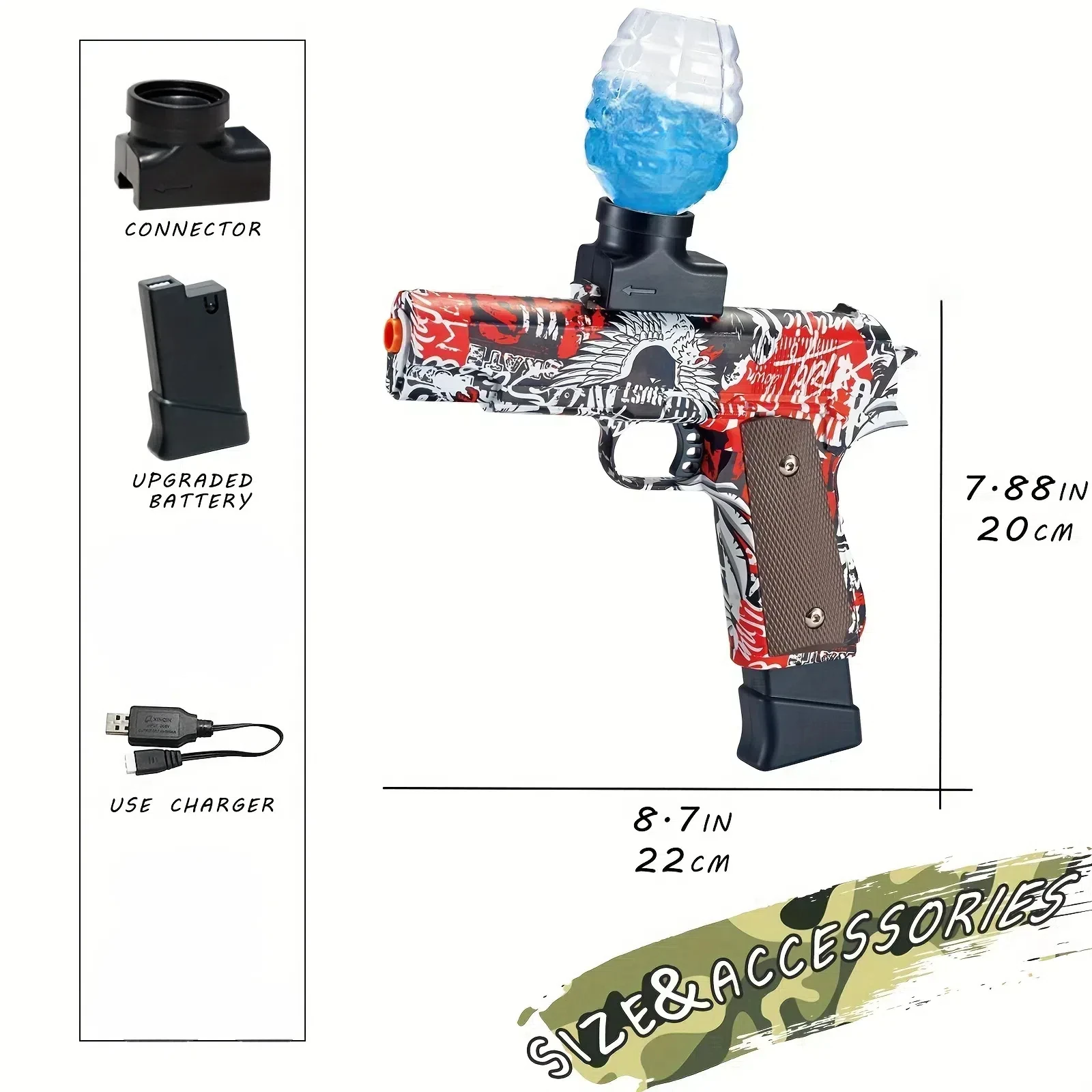 Giocattolo elettrico per pistola Blaster con sfera in gel Blaster, pistola per schizzi automatica con occhiali, gioco di tiro per attività all'aperto