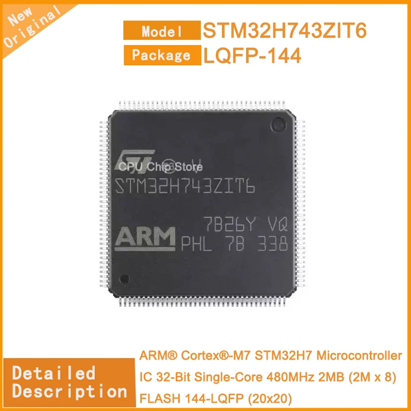 1~5Pcs  New Original  STM32H743ZIT6 STM32H743  MCU  STM32H7 Microcontroller IC 32-Bit Single-Core 480MHz 2MB (2M x 8)  144-LQFP