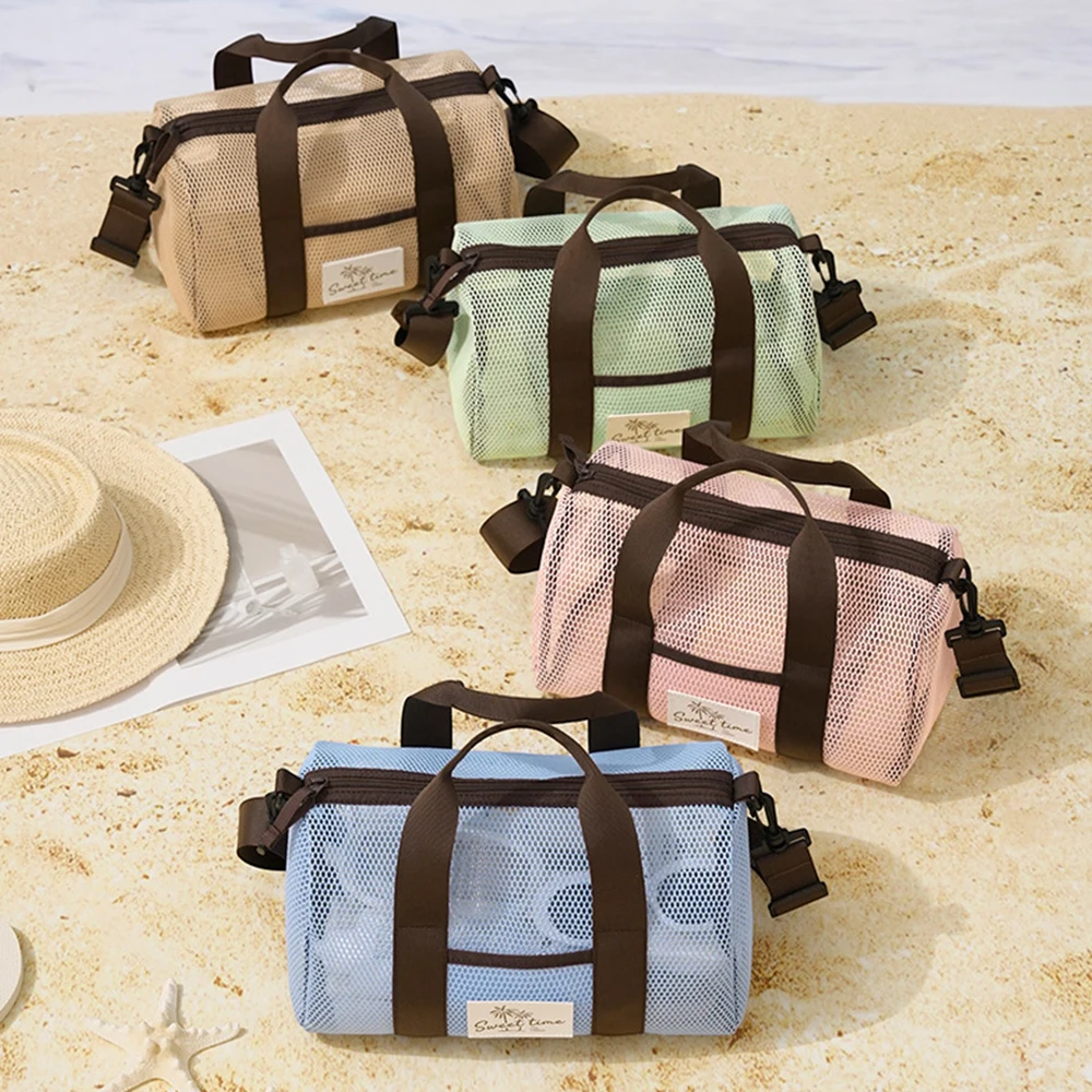 

Breathable Mesh Beach Bag, Quick Dry Swim Tote with Zipper Closure & Handles, Multifunctional Travel & Gym Bag