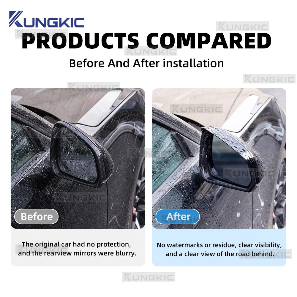 LHD سيارة لفورد موستانج S650 GT Dark Horse EcoBoost 2024 2025 2026 2027 لامع أسود مرآة الرؤية الخلفية المطر الحاجب الإطار ملصق #4