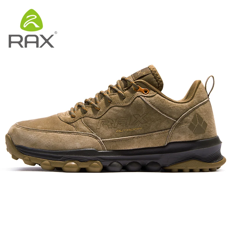 Rax Cowhide Hiking Shoes Men Outdoor Mountain Antiskid Climbing Sneakers wram Lightweight Trekking boots Sports casual shoes
